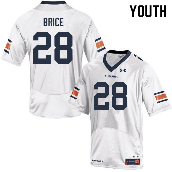 Youth #28 Hayden Brice Auburn Tigers College Football Jerseys Sale-White
